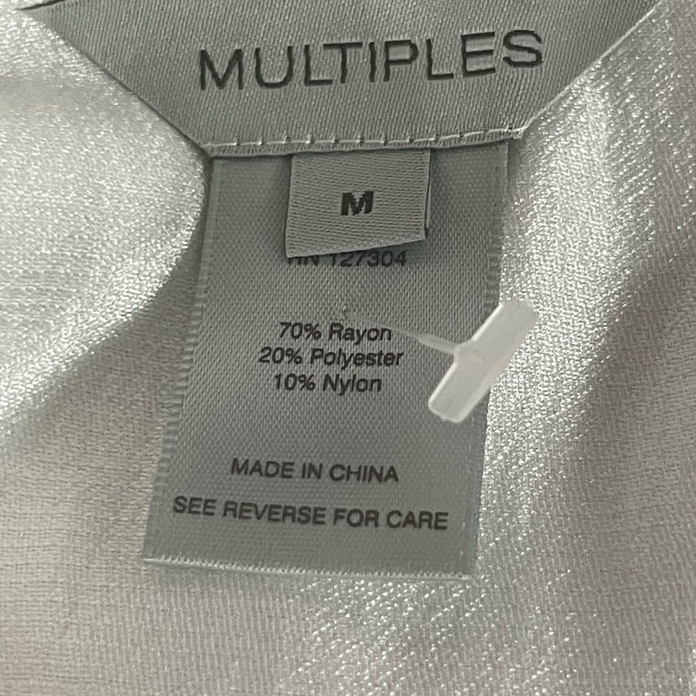 Multiples TURN-UP CUFF 3/4 SLV BUTTON FRONT HI- LO WHITE SHIRT - Picture 8 of 9